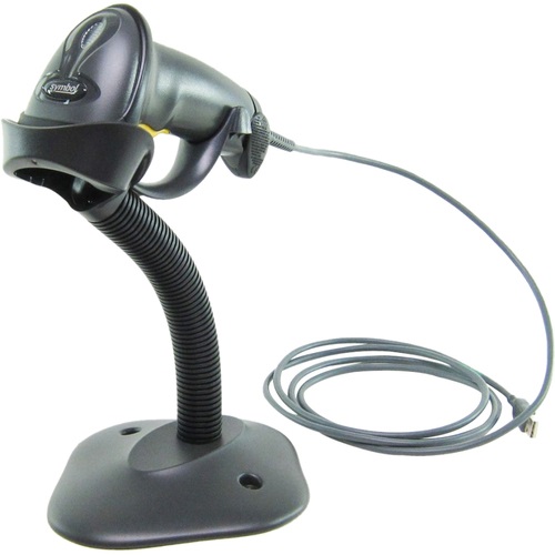 Zebra LS2208 Black Standard Range 1D Handheld Corded Barcode Scanner Kit – Scanner, USB Cable & Stand Included